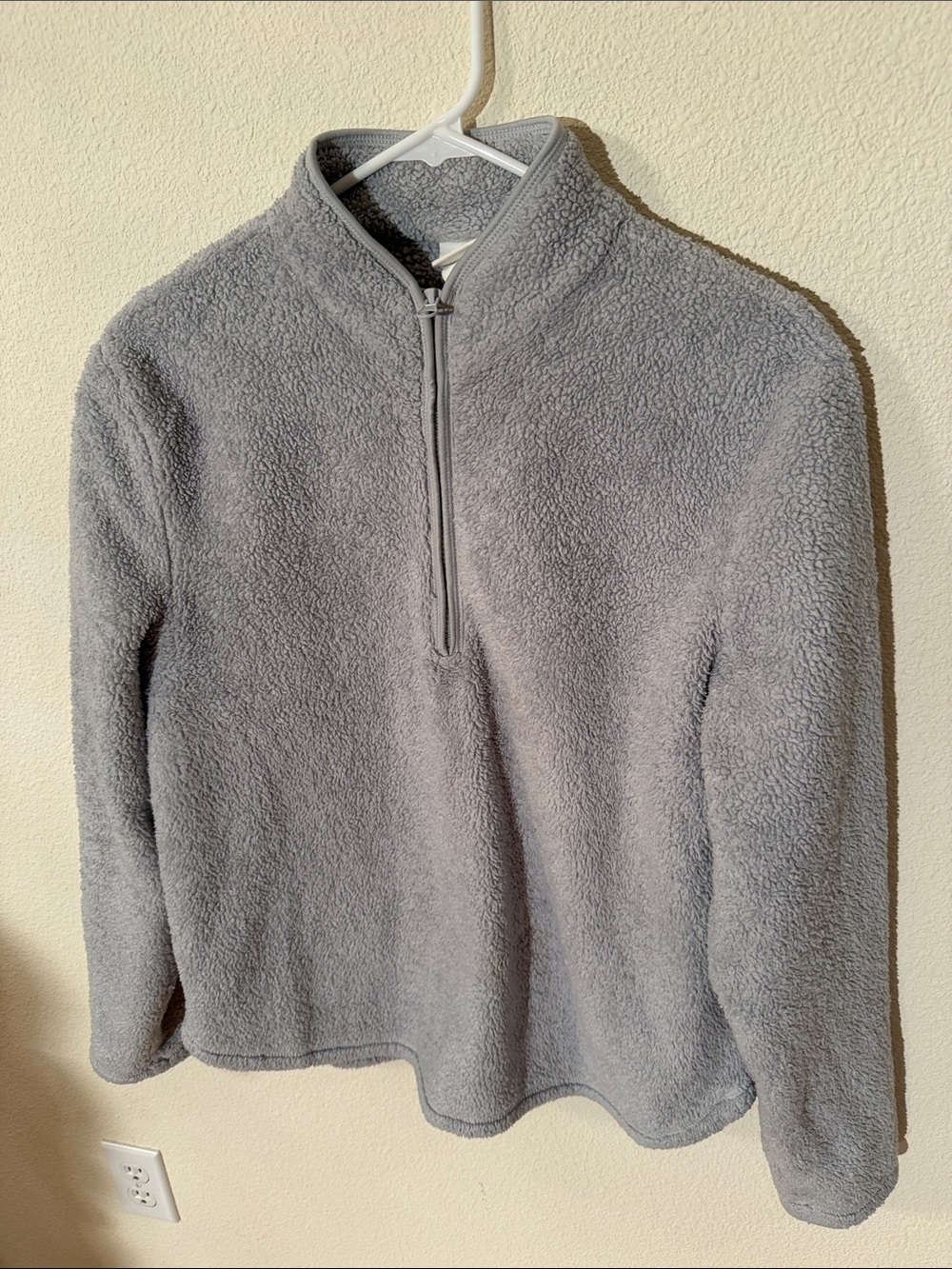 H&M Women’s Cozy Gray Quarter-Zip Fuzzy Pullover